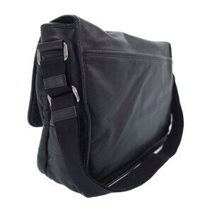 Prada double leather flap closure Black pushlock messenger bag